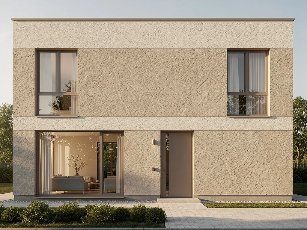 Maison isolée par l'extérieur avec enduit taloché ton pierre